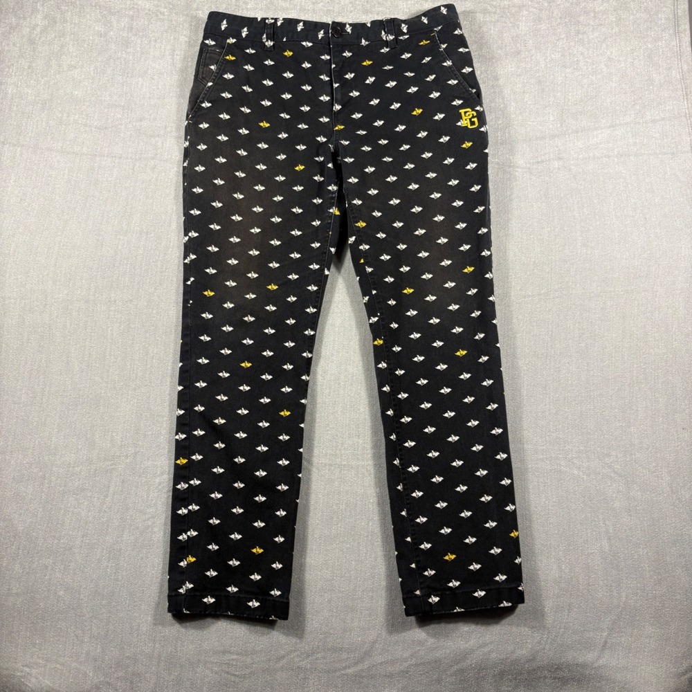Pearly Gates Rabbit Print Corduroy Golf Pants Black Mens Size 6 51141PT307